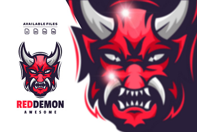 red demon animation branding demon design esportlogo flat game illustration logo vector