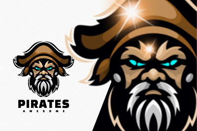 pirates head animation branding design esportlogo flat game illustration logo pirates vector