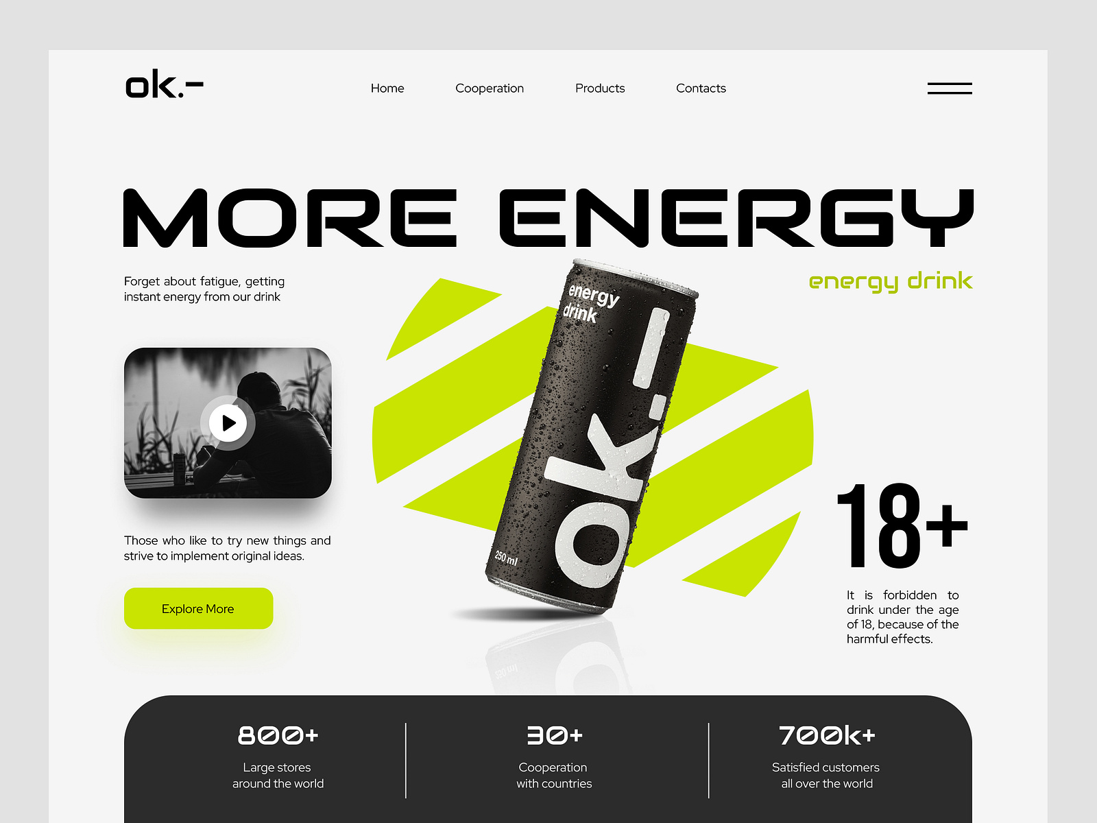 OK Energy Drink site by Usman A. on Dribbble