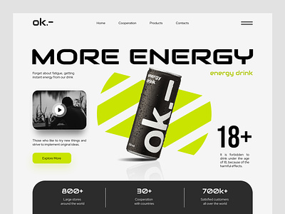 OK - Energy Drink Website design home home page homepage landing landing page landingpage site web design web page web site webpage website website ui