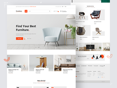 Ecomtoo - Furniture Landing Page Website ecommerce furniture landing page sofa template uiux webdesign website woocommerce