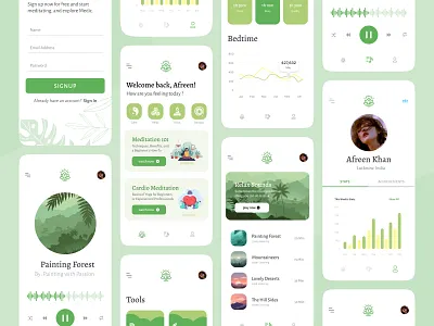 Medic Meditation App calm home meditating meditation mindfulness minimal player profile salmanwap ui design uplabs zen