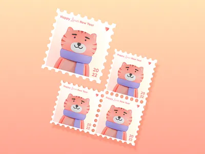 ProtoPie Year of the Tiger 2022 stamps 2022 2022trends 3d branding design gradient graphic design hi fi holiday illustration korea newyear pastel protopie prototype stamps tiger tigerillustration yearofthetiger
