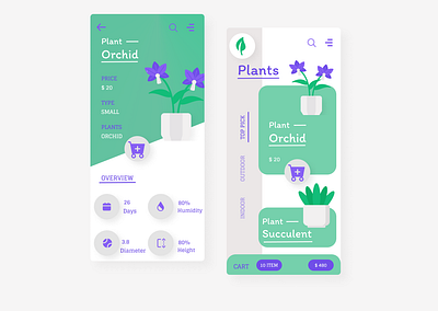 The Plants app app design clean design minimal mobile app plants ui uiux