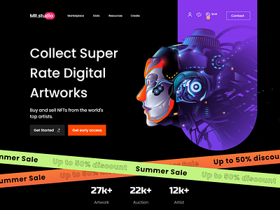 NFTs Marketplace Website art bitcoin cryptoart cryptocurrency dark design home page interface landing page marketplace nft nfts token ui web website website design