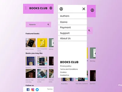 Books Club adobe xd app branding design ui ux