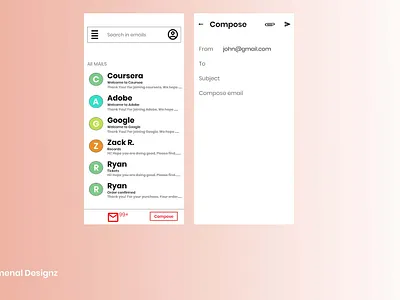 Email App adobe xd app branding design ui ux