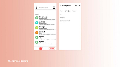 Email App adobe xd app branding design ui ux