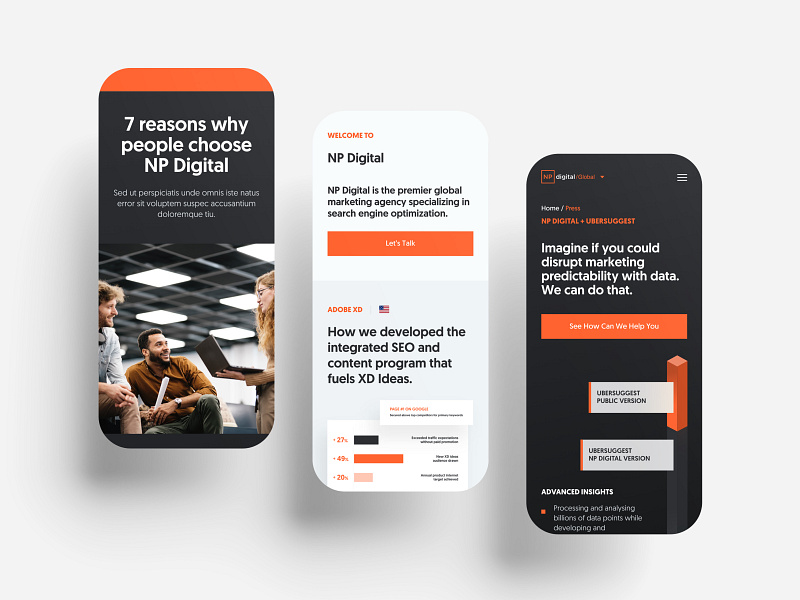 NP Digital Mobile Website analytics b2b design homepage illustration mobile saas seo ui ux web design website