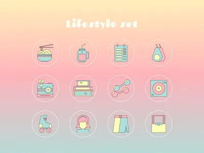 Icons set active background beauty cartoon collection cute decoration ecological equipment health healthy icon icons illustration life lifestyle set sticker vector young