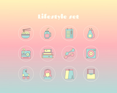 Icons set active background beauty cartoon collection cute decoration ecological equipment health healthy icon icons illustration life lifestyle set sticker vector young