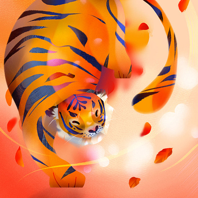 Happy New Year 🐯 animal animal illustration chinese chinese new year new year orange stripes tiger year of the tiger zodiac