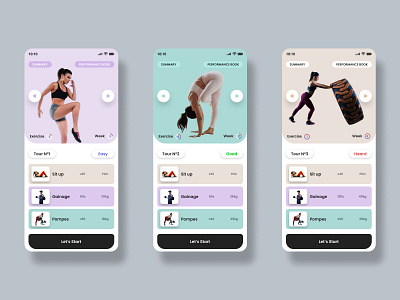 Fitness and Workout App UI activity app coach exercise fitness gym health interface ios minimal personal trainer running sport tracker ui ui design ux weight workout yoga