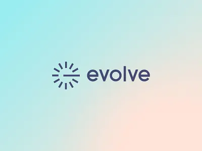 Evolve branding circle clever design e evolution flat gradient icon letter line logo mark minimal sun tech transform web