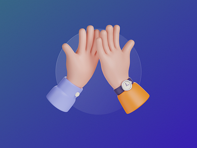 High five! 3d 3d illustration app blender c4d colorful gesture gestures hands highfive icon illustration minimal render ui ux