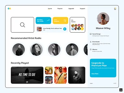 Hi Music - Web Dashboard black black white blockchain crypto dao dashboard decentralized design minimal music music dashboard music ui spotify trending ui web web ui web3 website white