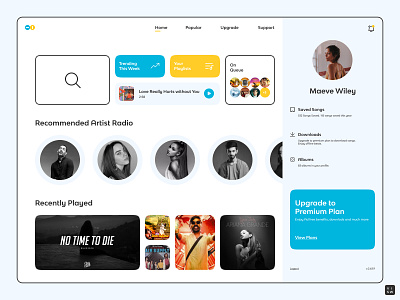 Hi Music - Web Dashboard black black white blockchain crypto dao dashboard decentralized design minimal music music dashboard music ui spotify trending ui web web ui web3 website white