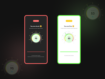 Sobriety Test Result app app design dark mode design result screen sobriety test test result ui ui ux design ux