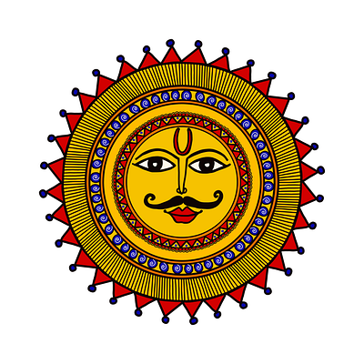 Madhubani Sun design digitalartist illustration indianart indianarttraditional indiandigitalartist ipadart logo madhubani procreate