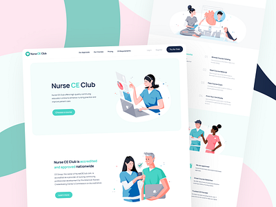 Nursececlub.com Website Redesign courses cuberto education graphics healthcare illustration landing page medication nurse ui ux web