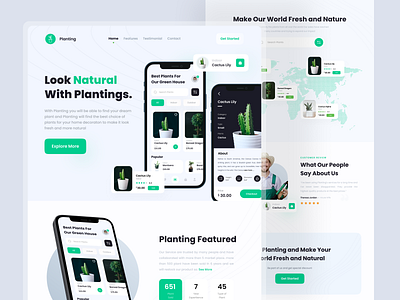 Planting - Plant Website app clean garden website header hero landing page mobile app plant plant app plant landing page plant website planting plants plants app ui uiux ux web web design website