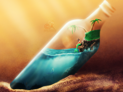 Mermaids In A Bottle concept art digital fantasy illustration mermaid mermaids merman photoshop