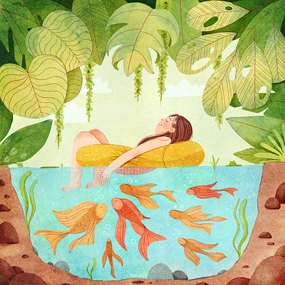 Sea peace digital drawing illustration procreate watercolor