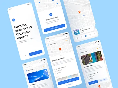 Event planner app clean clean ui design direction event find get direction invite irakli lolashvili location map maps mobile new party planner pool ui weather
