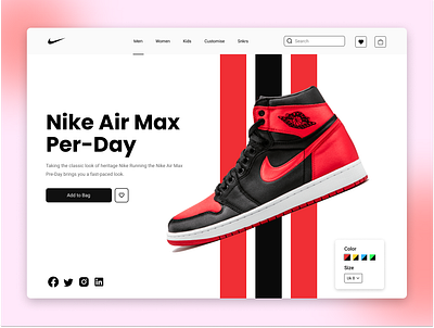 Nike Air Max Shoe branding graphic design landing page design minimal nike nike shoe landing page design shoe shoe landing page design ui ux web design