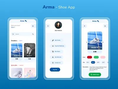 Arma - Shoe App app app design design mobile ui ui design uiux