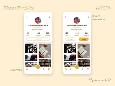 User Profile - #006 006 account dailyui mobileui profile profileui ui uiux useraccount userprofile ux