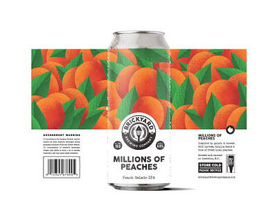 Brickyard Brewing: Millions of Peaches beer brewery buffalo ny can illustration label packaging stronghold studio