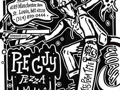 Pie Guy - 2021 Design Contest Entry animal character character design design drawing grunge illustration illustrative pizza typography