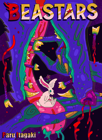 Beastars - Cover Redesign animals beastars character character design design drawing grunge illustration illustrative rabbit wolf