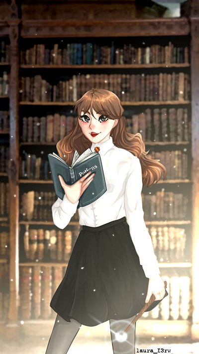 Wallpaper illustration Hermione Granger 2d 3d art artdigital artillustration character design digital graphic design illustration logo wallpaper