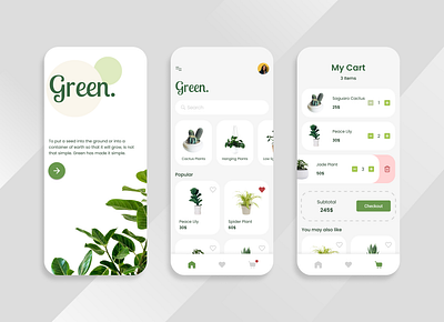 Plant Shop Application app design illustration logo typography ui ux