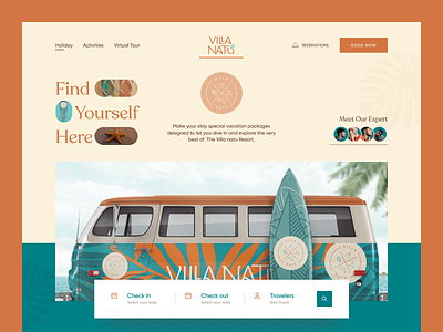 Villa Natu Resort Web Header. accomodation boooking branding dribbble2022 holiday home page hotel app landing page luxury minimal orix reservation resort room booking sajon traveling web marketing webdesign website website design