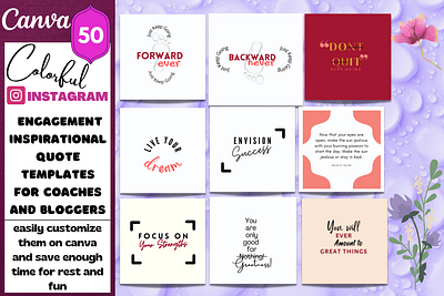 50 COLORFUL INSTAGRAM ENGAGEMENT QUOTES TEMPLATES-Colorful Pack social media engagement