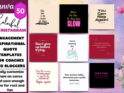 50 COLORFUL INSTAGRAM ENGAGEMENT QUOTES TEMPLATES-Colorful PackB social media engagement