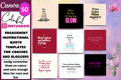 50 COLORFUL INSTAGRAM ENGAGEMENT QUOTES TEMPLATES-Colorful PackB social media engagement