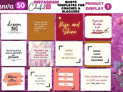 50 Colorful Instagram Inspirational Quote Template Display 1 social media engagement