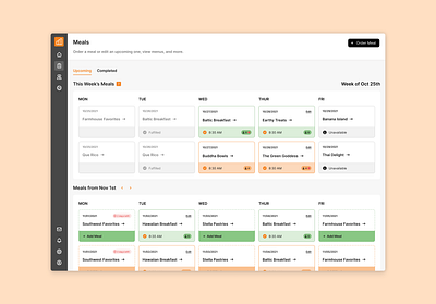 Meal Schedule design desktop eating employee meals food food delivery innovatemap meal meals product design ui