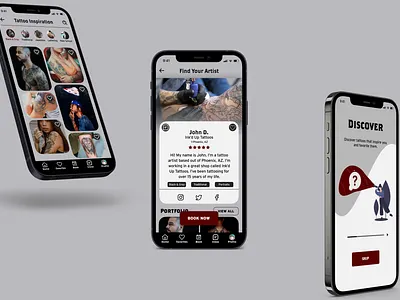 Ink'd Up | UX/UI Design app app design branding design figma iphone mobile app mobile application tattoo app ui ui design ux ux design ux research visual design