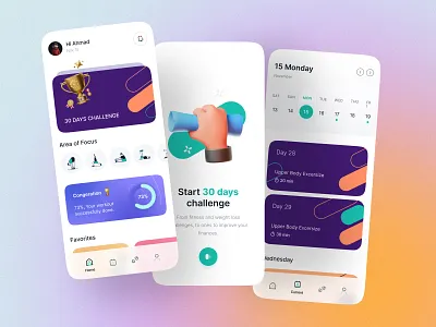 Workout Mobile app card design colorful fitness minimal mobile app settings tracker ui ui design uiux user profile ux uxdesign workout