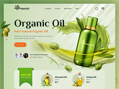 Organic Oil Landing Page cpdesign creativepeoples design e commerce ecommerce essential oil healthy landing page natural oil oliv organic oil petroleum product design shop trending ui vegan web