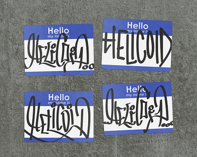 Helicoid Bandcamp single cover adobe illustrator album art graffiti hand lettering illustration illustrator lettering mockup photoshop smart object sticker art stickerbombing typography vector