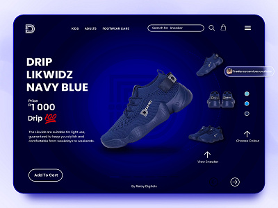 Drip Footwear UX/UI Landing Page Concept Design Navy Blue app branding design graphic design landing page landing page ideas ui ux uxui design uxui ideas web design website design website ideas