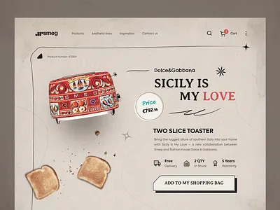 Smeg Shop-Landing🔥🤘 cart classic design e commerce ecommerce header menu old product shop shopping smeg toaster trend ui uidesign uiux web web design website