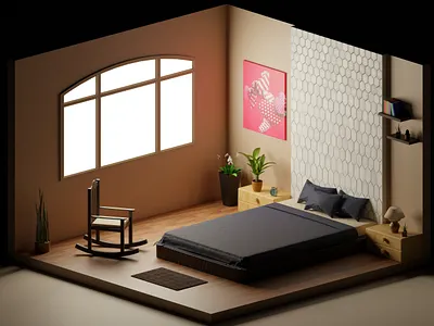 Isometric Bedroom | Blender 3d 3d animation 3d design 3d modeling 3dachitecture animation architectural visualization blender blender 3d design interior interiordesign isometric isometric room logo photoshop