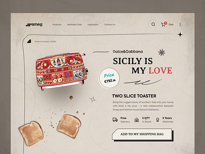 Smeg Shop-Landing🔥🤘 cart classic design e commerce ecommerce header menu old product shop shopping smeg toaster trend ui uidesign uiux web web design website